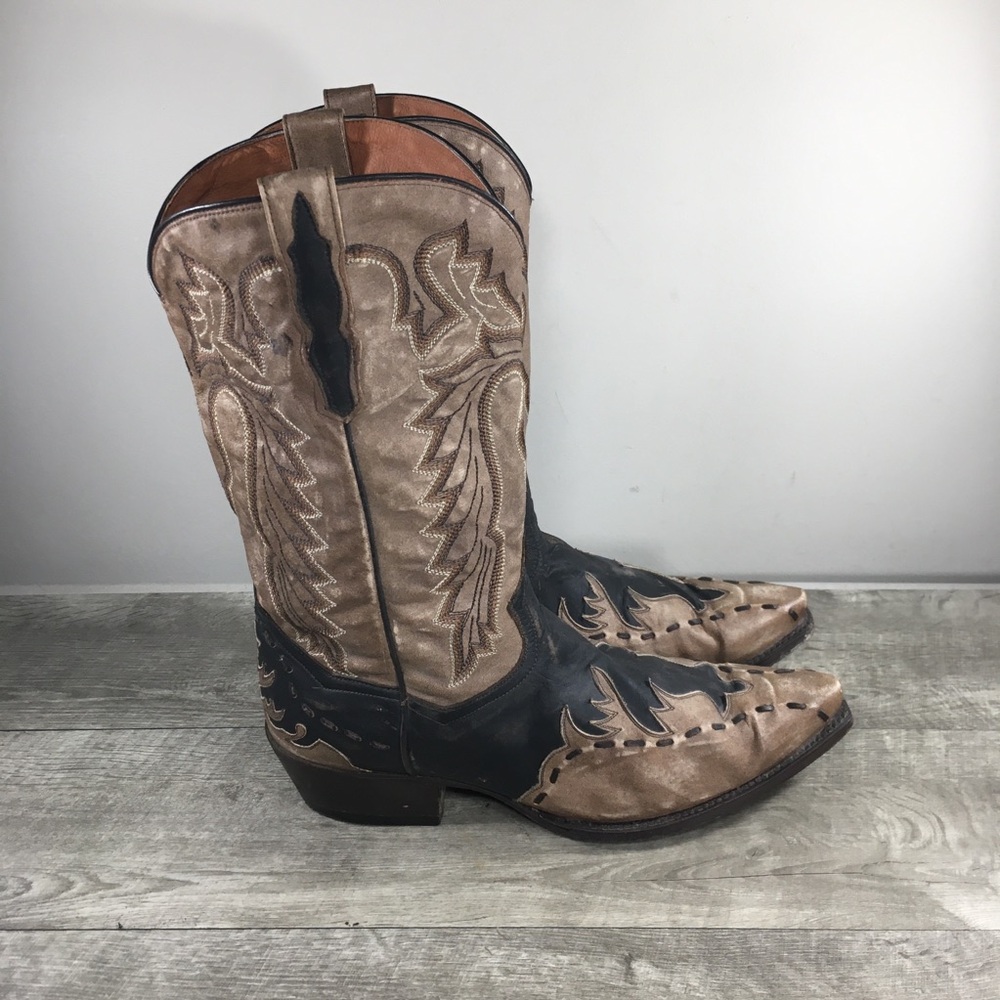Mens Dan Post DP2249 Lucky Break Leather Cowboy Western Pull On Boots Size 11.5